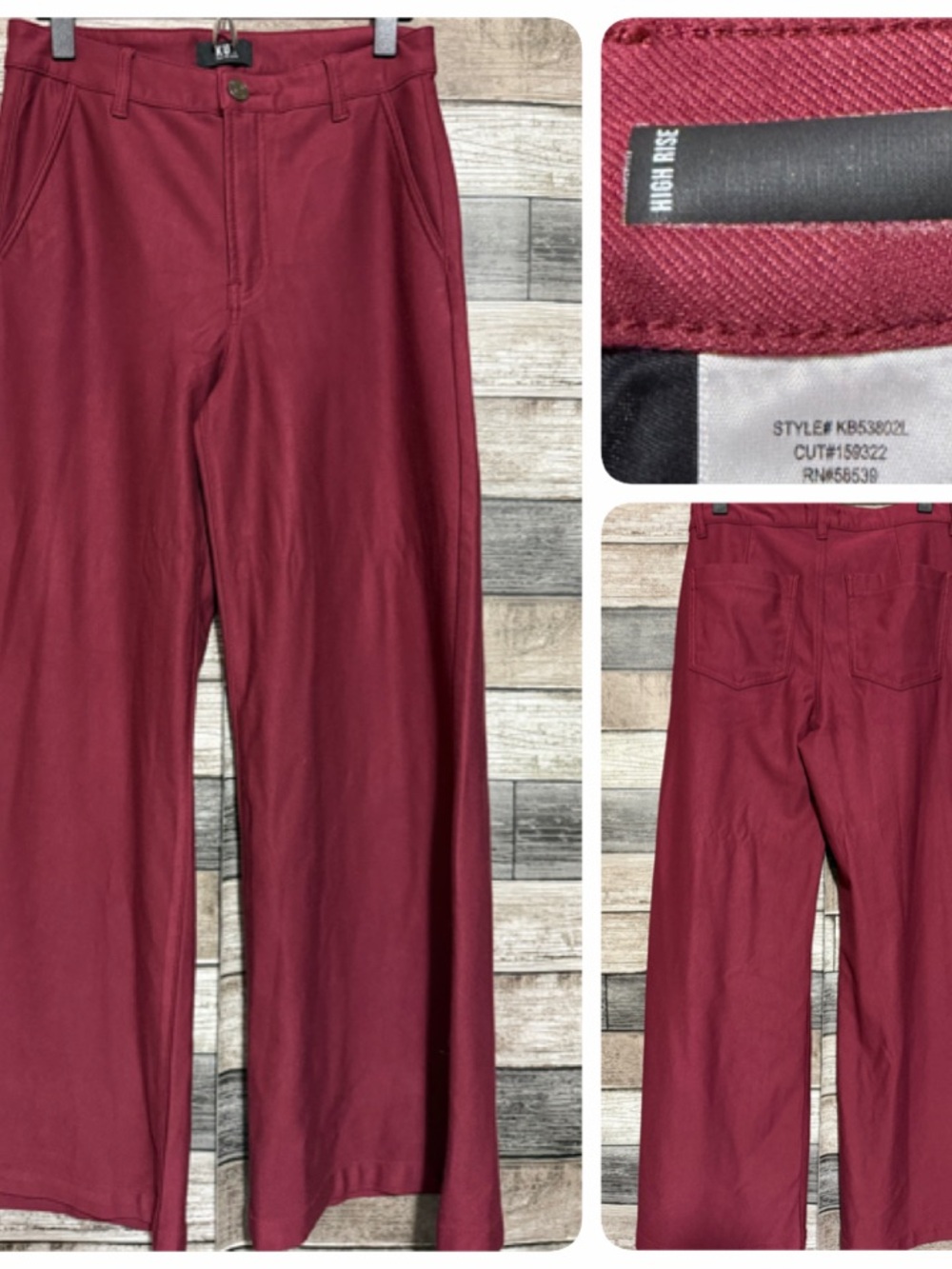 Kut from the Kloth High Rise Wide Leg Pants in Burgundy